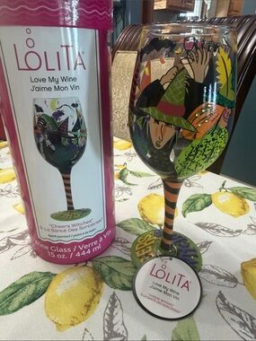 Lolita Hand-Painted Halloween Wine Glass — Black, Orange, Green, Purple